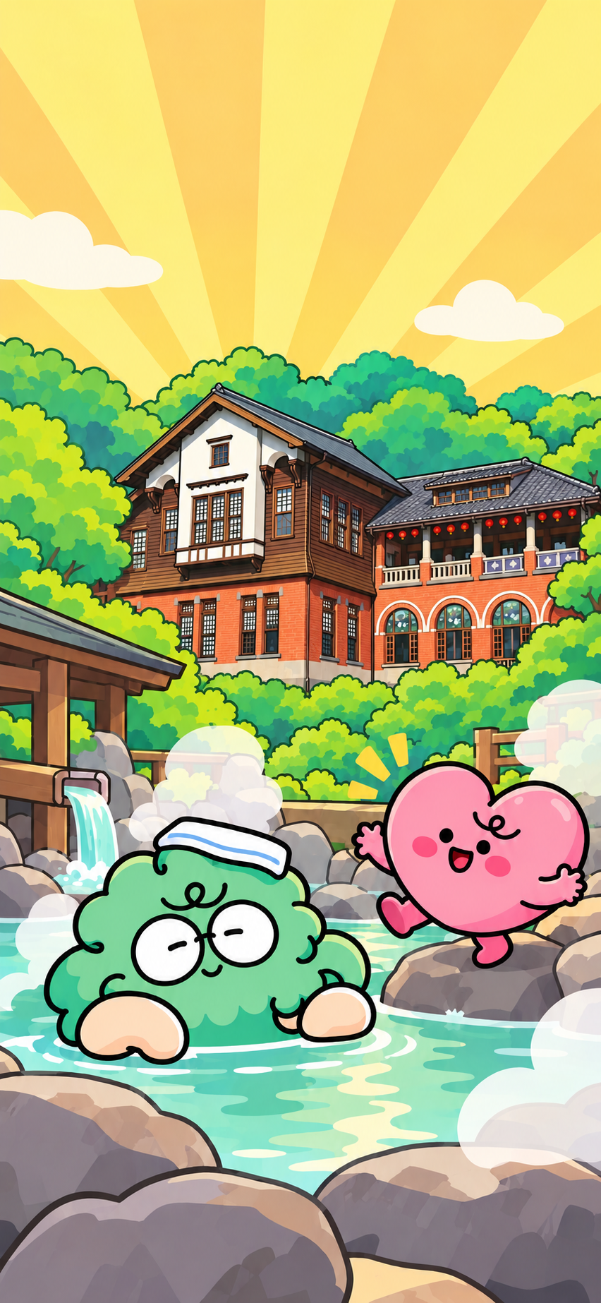 北投溫泉博物館插畫桌布