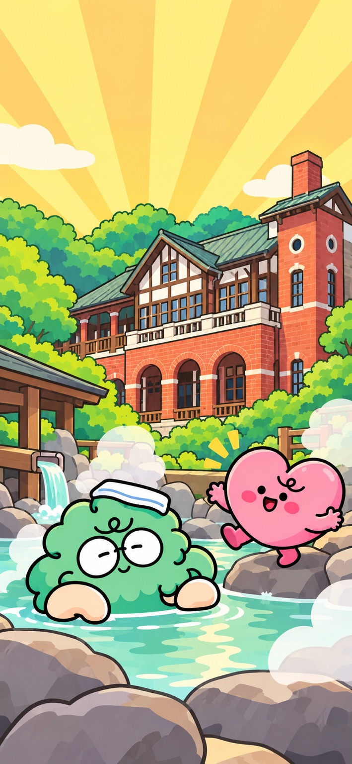 北投溫泉博物館插畫桌布