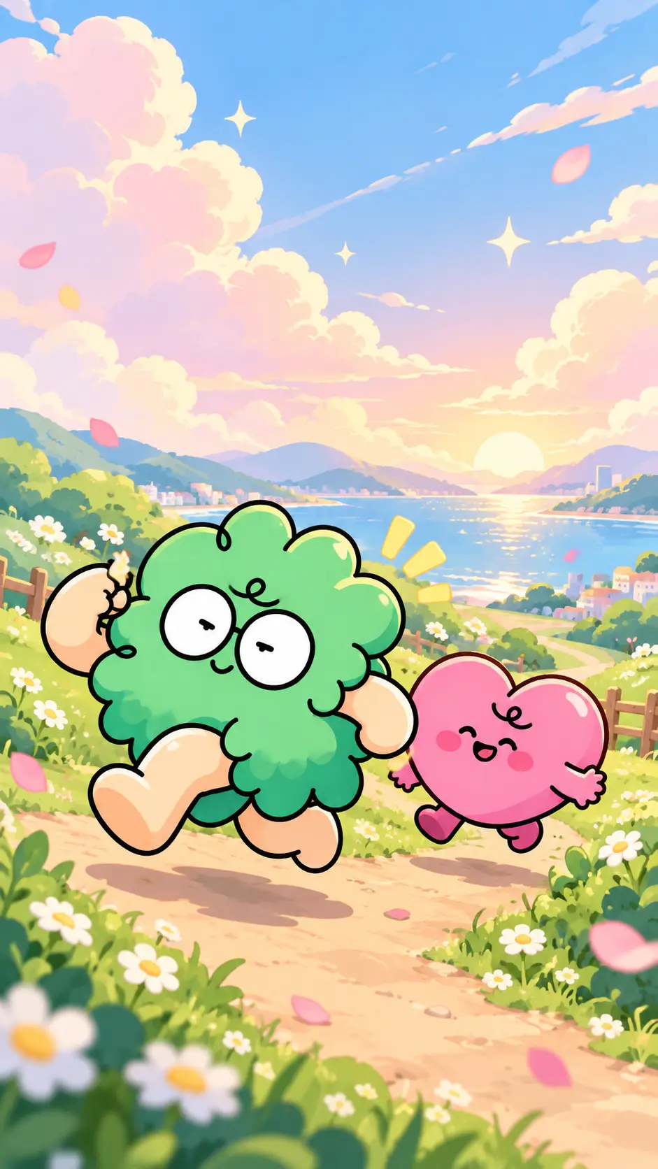 花園散步插畫桌布