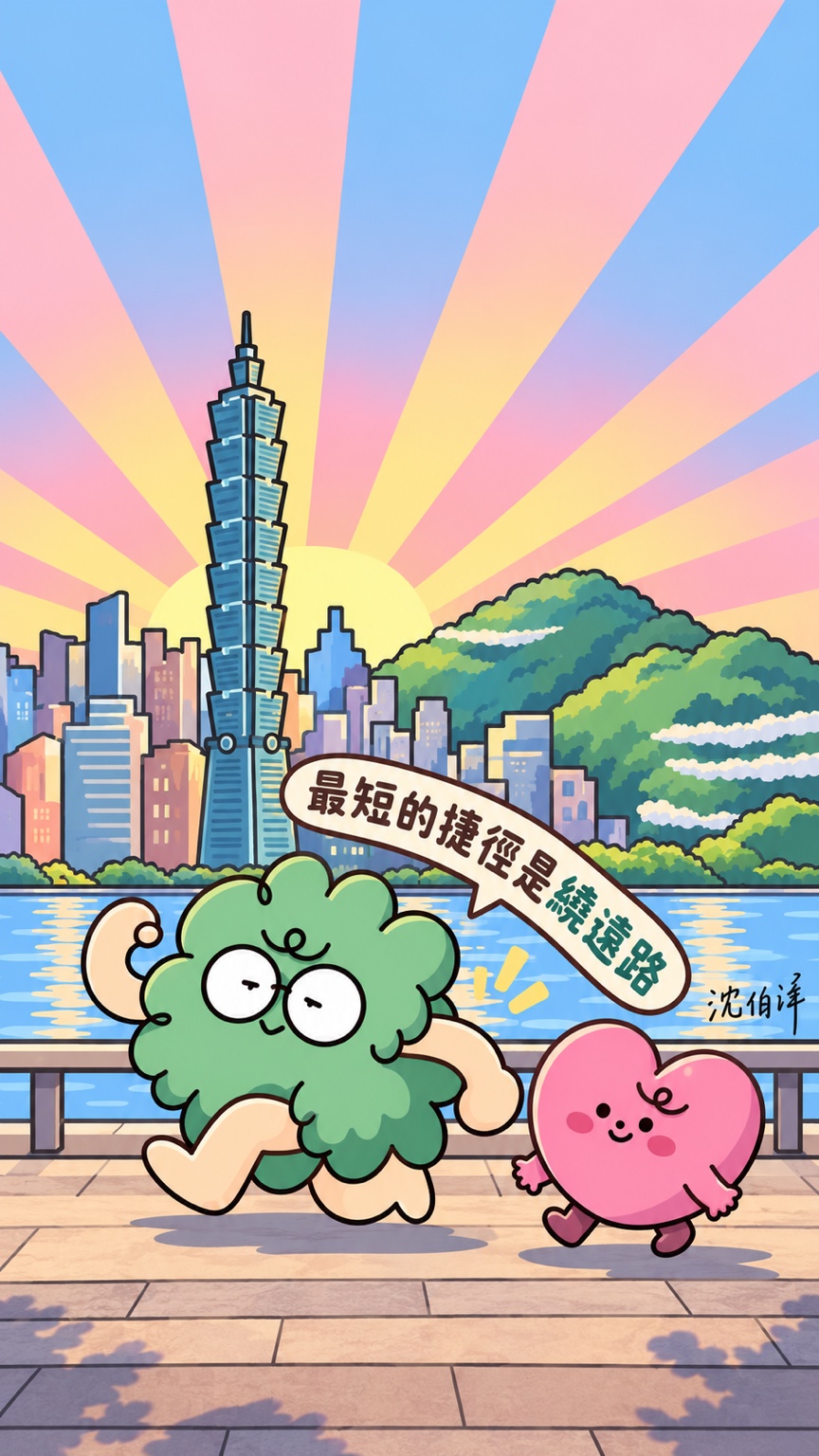 台北粉彩插畫桌布