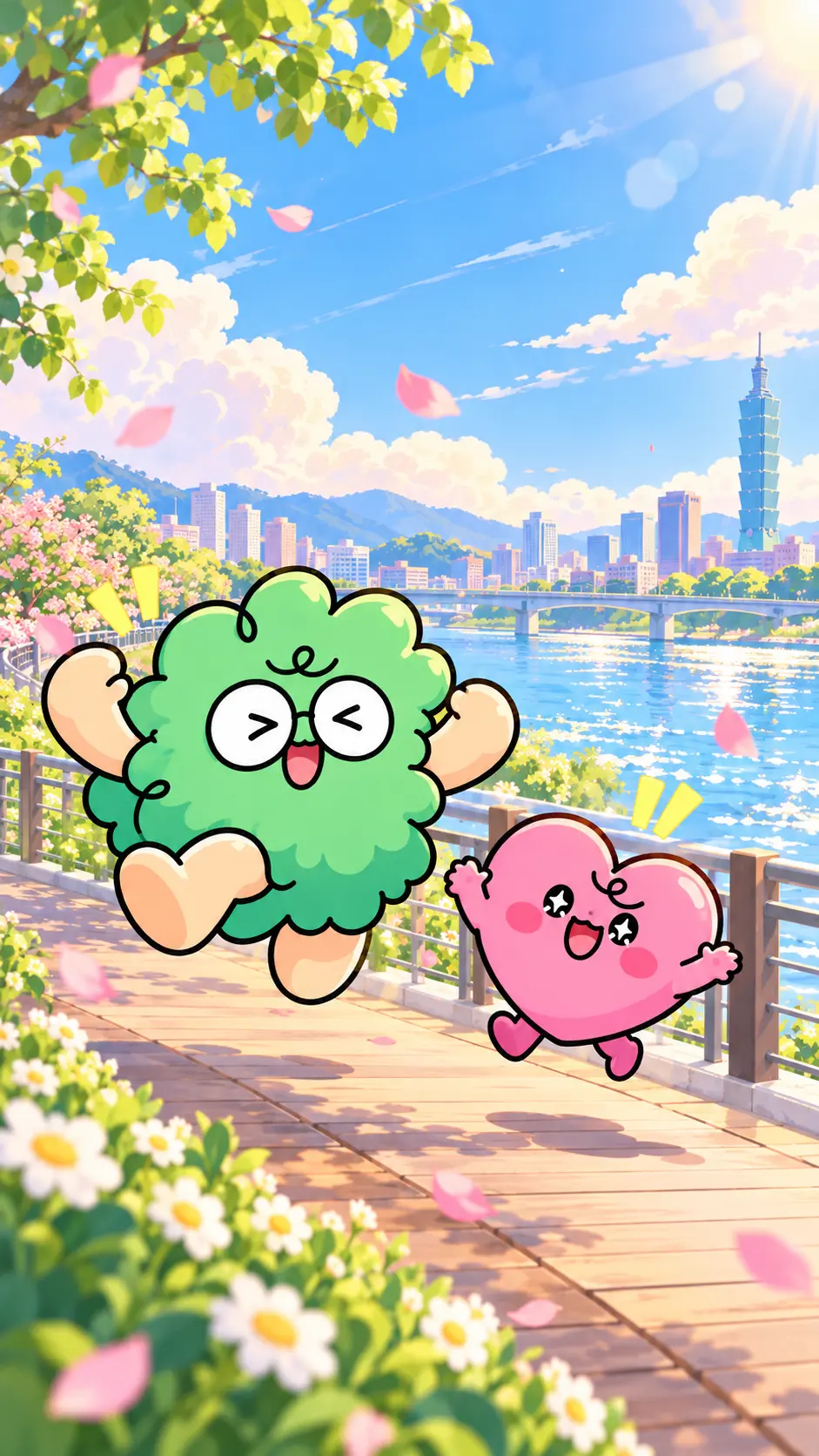 台北河岸插畫桌布